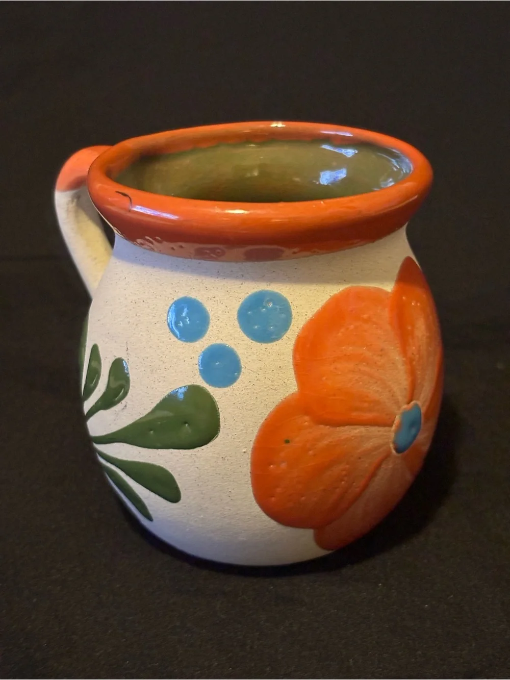 Mexican Handpainted Pottery Mug.